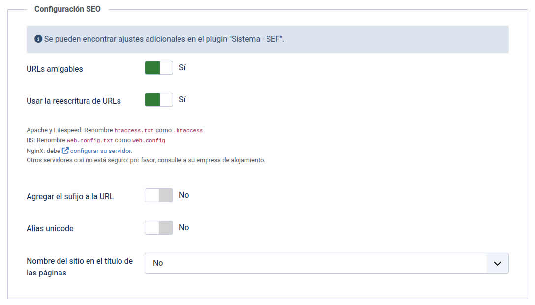 configuracion global seo