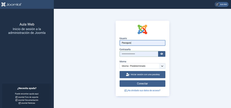 login joomla backend