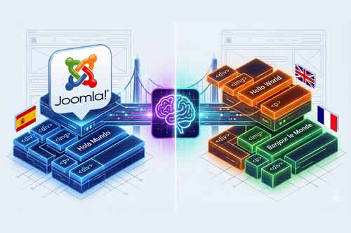 ilustración donde se ve la traducción desde una web con Joomla