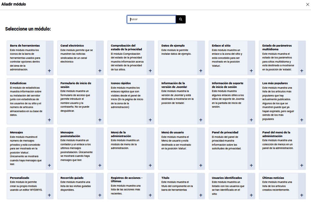 listado de modulos administracion
